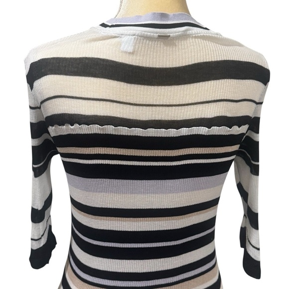 Hugo Boss Y2K Elauren Ribbed Jersey Top Striped Multicolor Women's Size XS - Picture 8 of 13